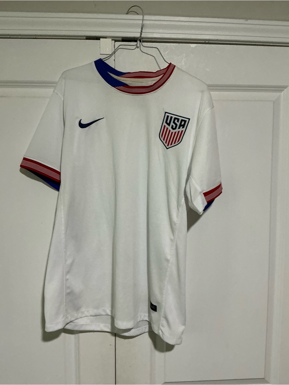 Nike Kids USA White Soccer Jersey with Red & Blue Accents